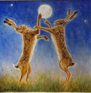 Moonlit Boxing Hares